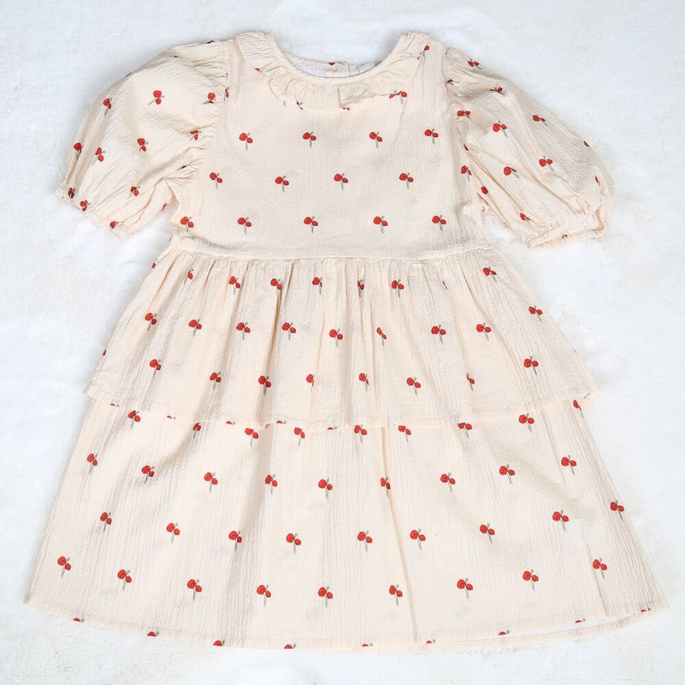 FLIINK Danish Design 100% Cotton Girl’s Floral Ruffle Dress